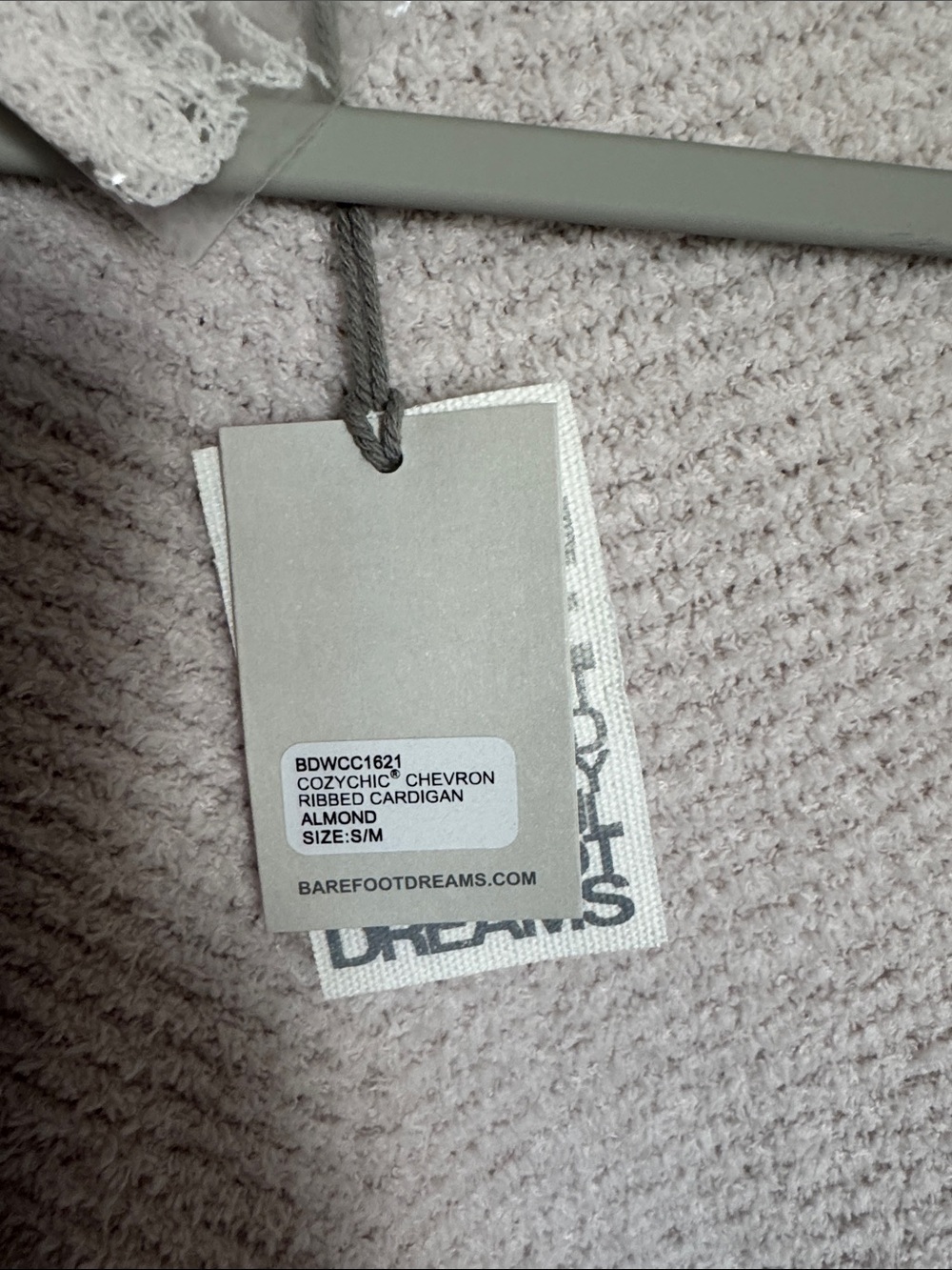 Barefoot Dreams Cozychic Chevron Ribbed Cardigan - Almond - Picture 2 of 2